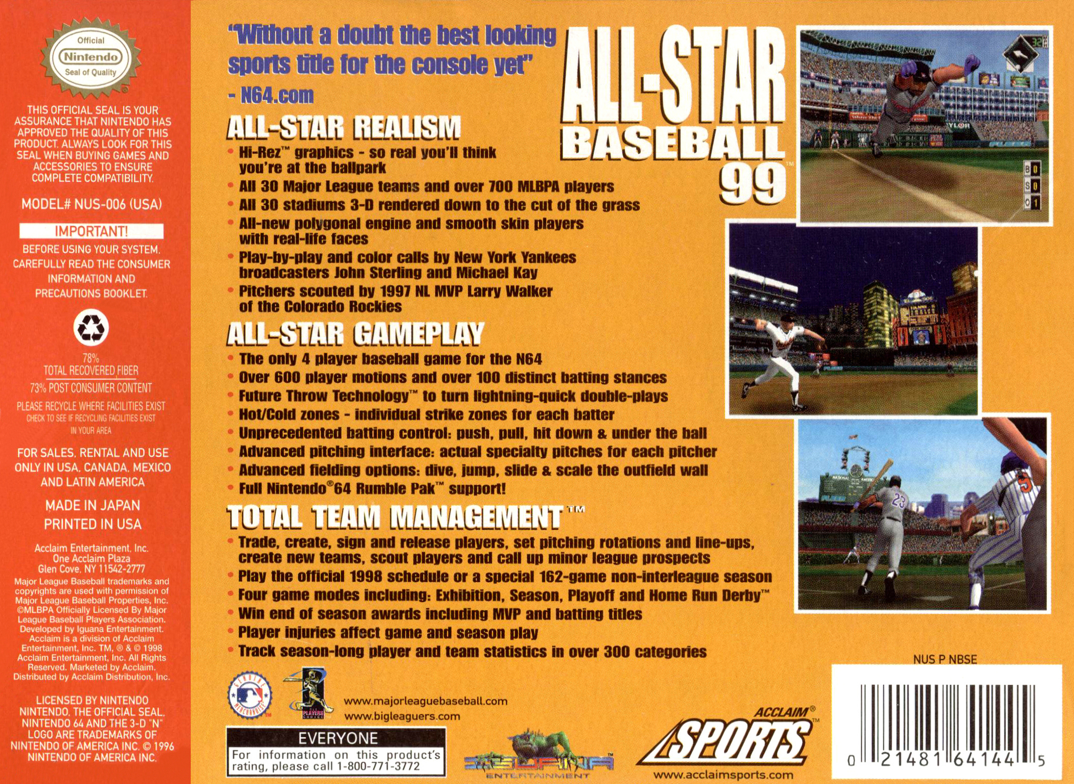 All-Star Baseball '99 (N64) (gamerip) (1998) MP3 - Download All